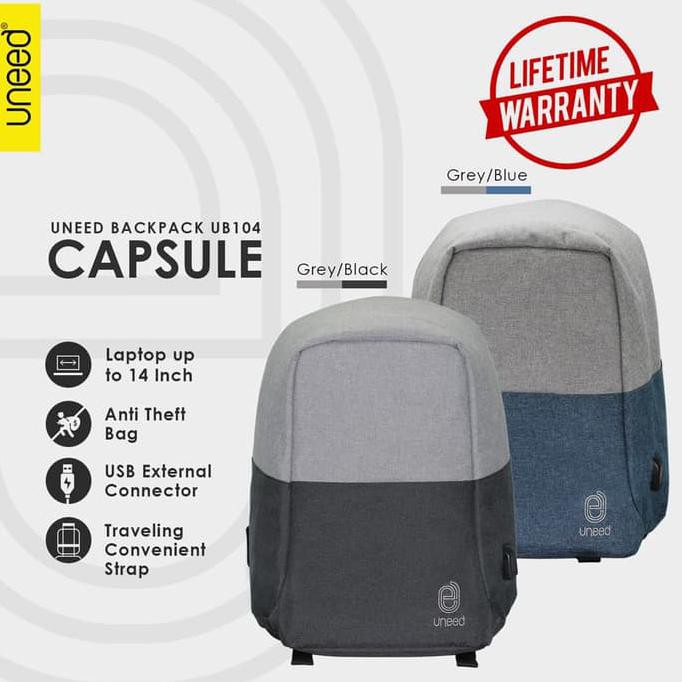 Uneed Capsule Smart Backpack / Tas Ransel Anti Maling - Ub104