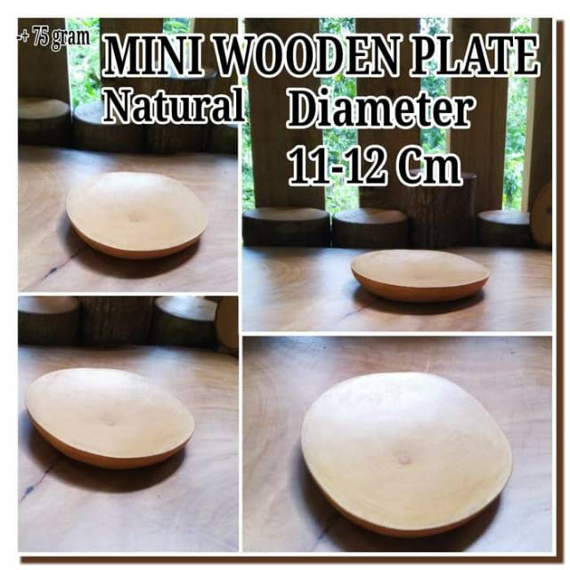 Natural Wooden plate 11-12 cm piring kayu piring saji mangkok kayu