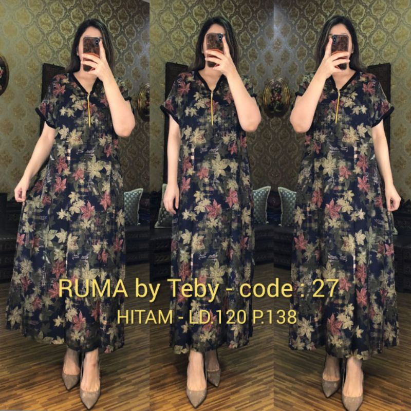 Daster Arab TEBY RUMA Series Dress Rayon Super Originanal Best Seller-Hitam 27