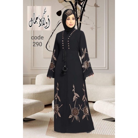 PO abaya hitam  bordir bunga MESIR IMPORT