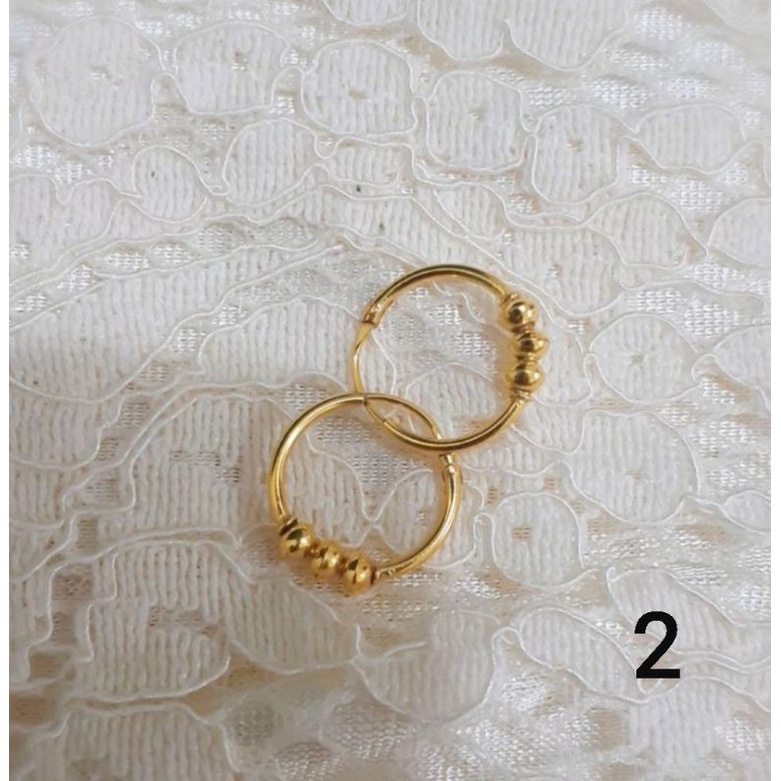 Anting Ring 3 Bola Emas Muda 1 Gram dan 1/2 Gram