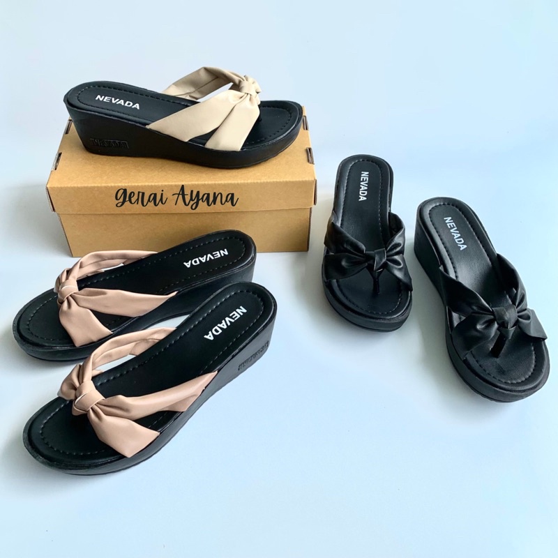 DISKON DAY! Sandal Wedges Japit - Sandal Wanita Nevada Terbaru