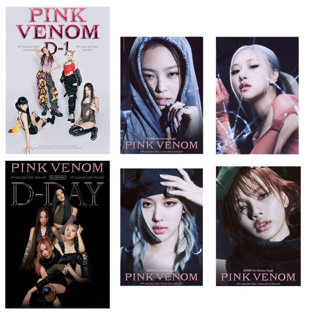 Needway  PINK VENOM Poster Ruang Tamu Kamar Tidur Fashion Kualitas Tinggi Lukisan Foto Kipas Hadiah Dekorasi Rumah Album Baru Stiker Dinding Lukisan Bergambar Self-adhesive Stickers
