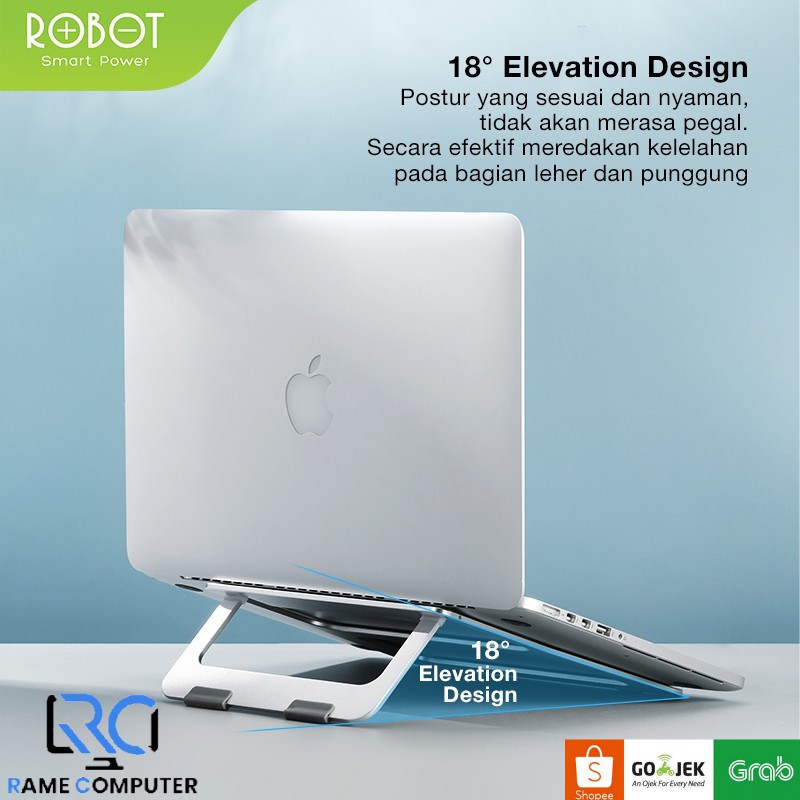 ROBOT RT-LS01 Lightweight &amp; Foldable Laptop Cooling Stand Silver Original RTLS01