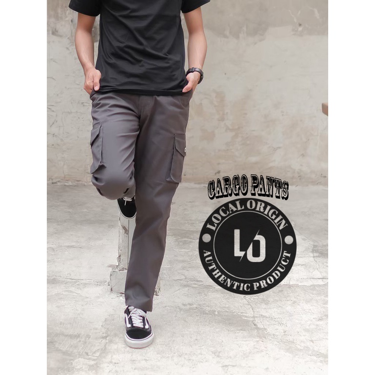 CELANA CARGO PANJANG PRIA SLIMFIT ABU / GREY - CARGO PANTS PREMIUM HIGH QUALITY - CELANA GUNUNG PDL - KARGO KATUN