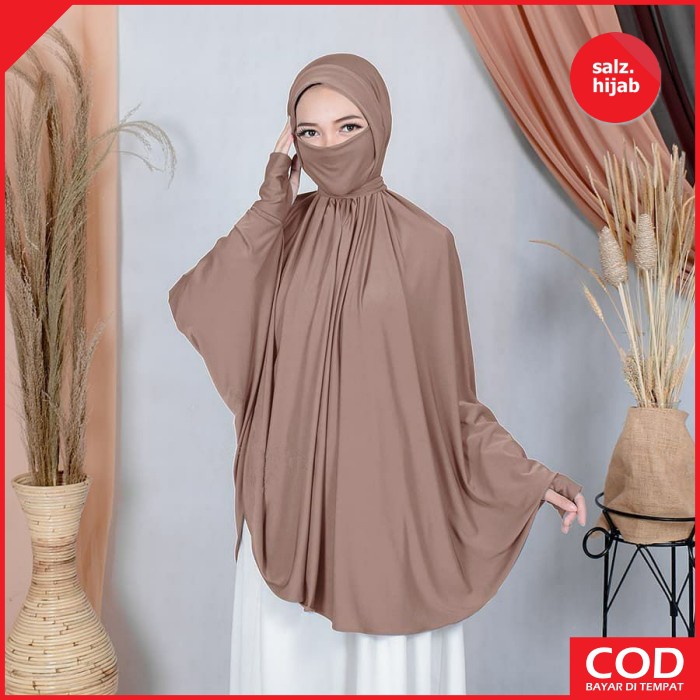 Jilbab Cadar Bergo Masker Bergo Lengan Panjang Jilbab Masker Jumbo Kania 4in1-1