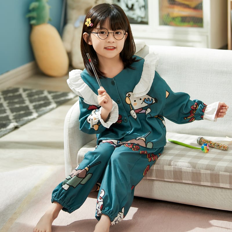 Setelan piyama baju tidur anak perempuan bahan import lengan panjang celana panjang/pakaian anak baju tidur/oneset piyama premium