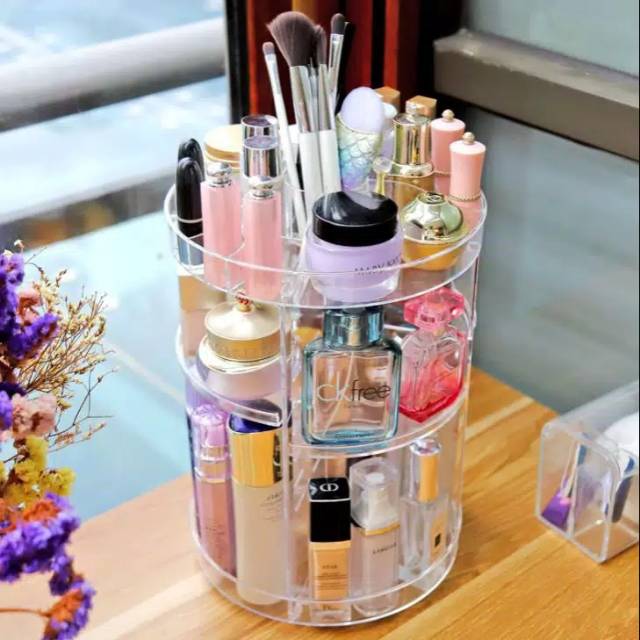 Tempat makeup putar rotate acrylic make up case organizer akrilik