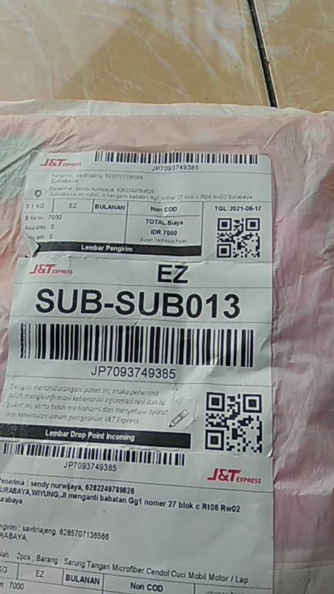 Sarung Tangan Microfiber Cendol Cuci Mobil Motor / Lap Cendol Microfiber