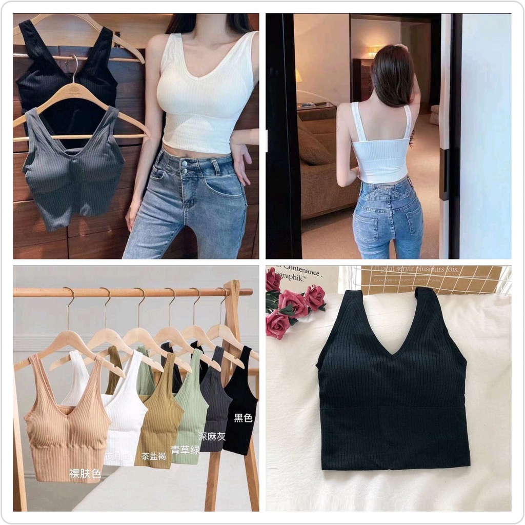 V NECK TANKTOP TANK TOP BRA KOREAN STYLE