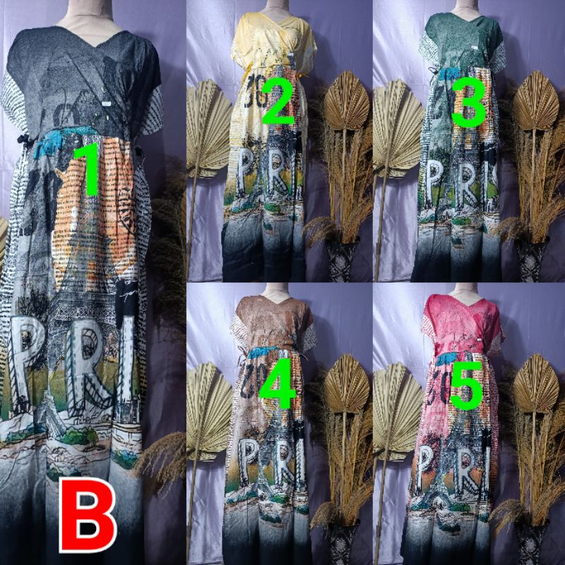 DASTER ELOK ORI LONGDRESS TANGAN PENDEK  SLEMPANG TALI 4 LD 120CM