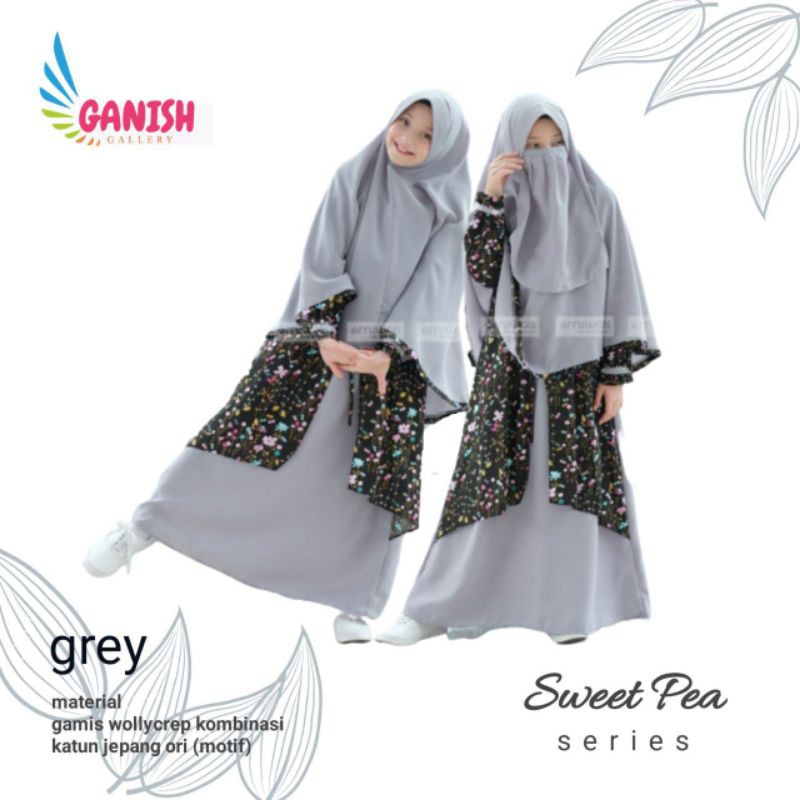 GAMIS SYARI ANAK 1-15TAHUN GAMIS SWEET PEA VOL 2 ARRUWAIS 100% ORI