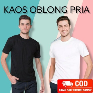 Kaos Oblong Pria Lengan Pendek Polos Putih Hitam Size M L XL 3L Miatex Murah