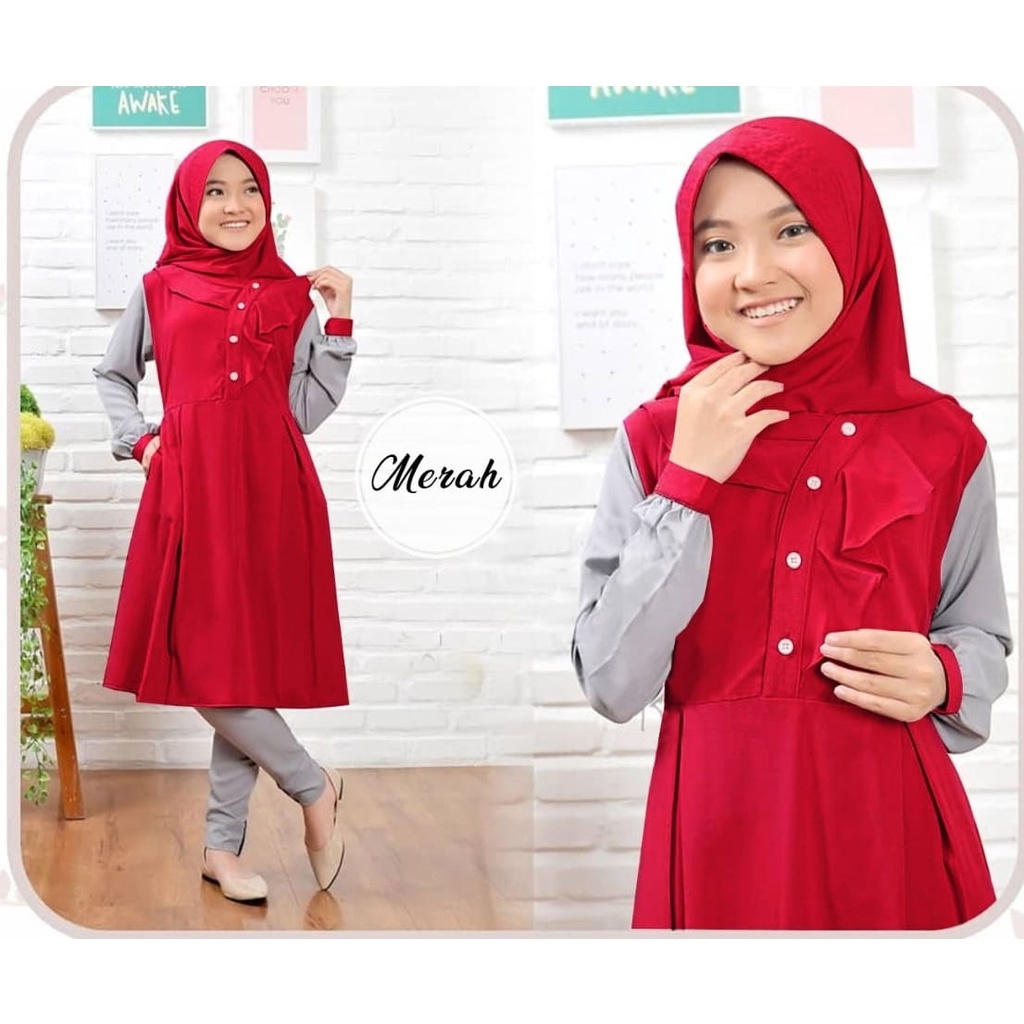 gamis anak terbaru idul fitri 2022 pristina kids gamis anak 5 6 7 tahun  bahan adem plus jilbab orig