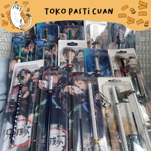 

pulpen pen gel pedang demon slayer pedang besi dapat refill dan pegangan pena lucu tinta hitam bisa COD pen imut keren pulpen unik atk kebutuhan anak sekolah termurah import