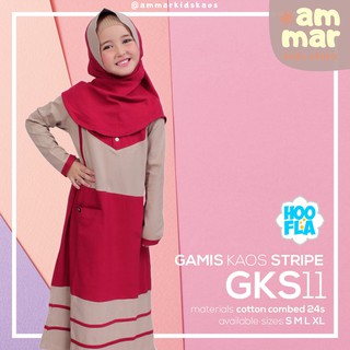 Ammarkids x Hoofla GKS11 Coklat Susu Merah Gamis  Kaos  