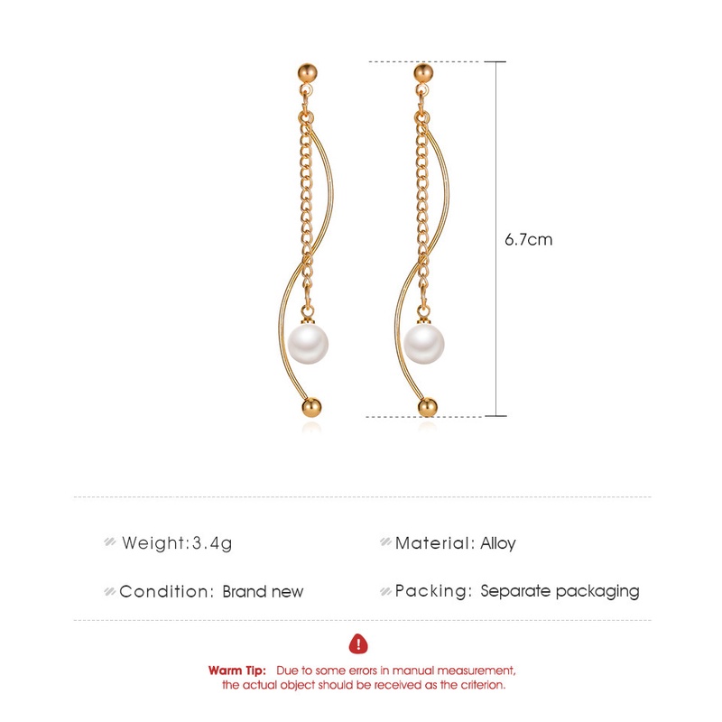 Temperament super fairy tassel wave pearl earrings elegant small fragrance creative long earrings exquisite earrings trend