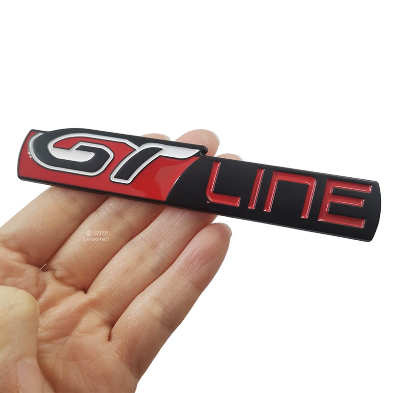 1pc Stiker Emblem / Badge GT LINE Bahan Metal Untuk Dekorasi Bagasi Belakang Mobil Universal