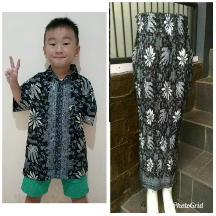 Diana Couple batik ibu dan anak rok plisket wanita dan kemeja anak-anak M - XL