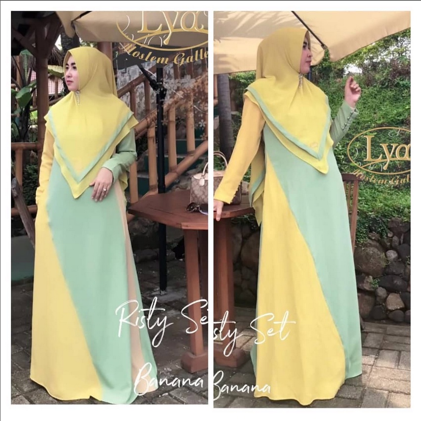Lya Dress Gamis Syari Baju Muslim Wanita Banana