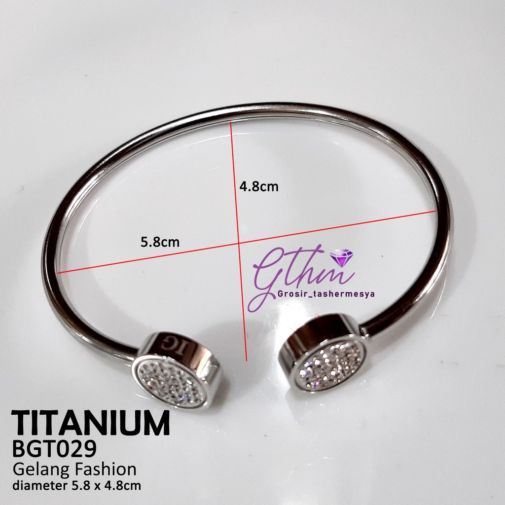 gelang tangan wanita Titanium BVL Diamond Perhiasan Fashion import Premium Anti Karat Model Cuff Simple BGT029