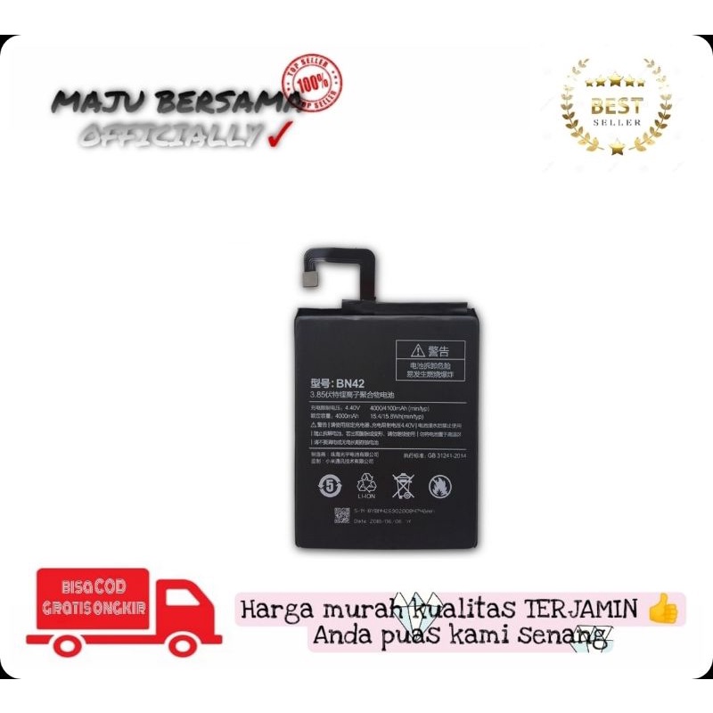 MB - Battery batere baterai Batre Xiaomi Redmi 4 Redmi 4 BN - 42 / BN42  / BN 42 original Batre hand