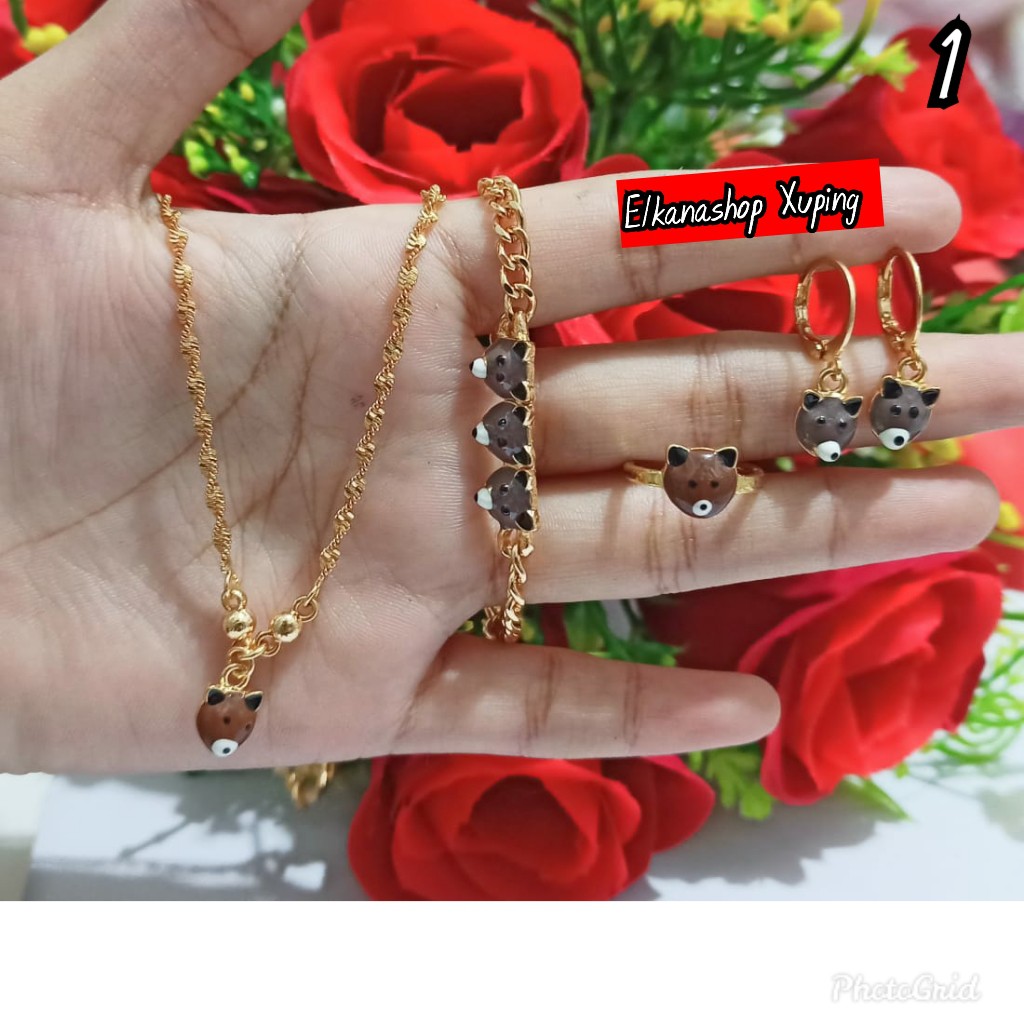 Set Tlengkap titanium perhiasan Anak Cat /elkanashop
