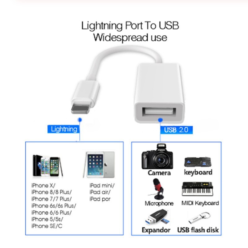 OTG Kabel iPad Adapter OTG USB Lightning to USB Camera Adapter Fast Data Transfer Speed