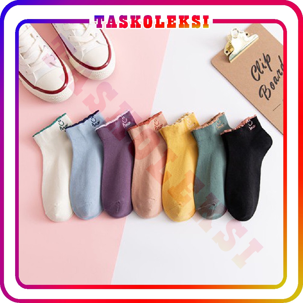 ☛TK☚ R602 Kaos Kaki Pendek Motif Smile Semata Kaki Kaos kaki Unisex Pria Wanita Lucu Model Korea Import