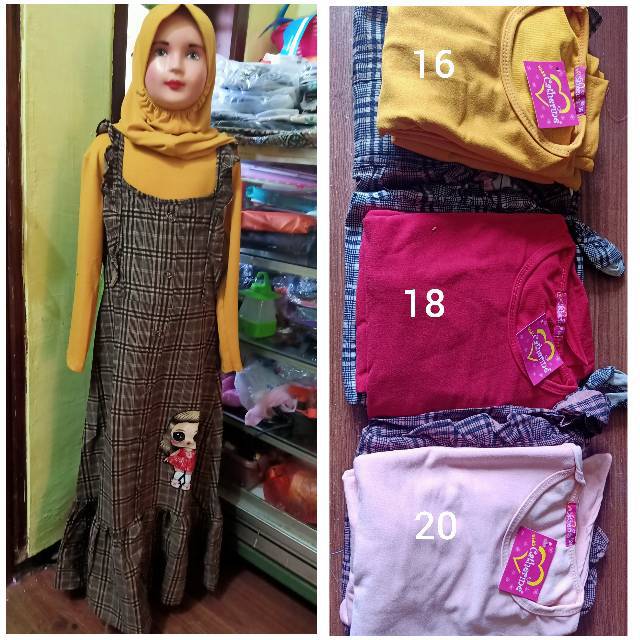 Set gamis overall Catherine kids LoL Led