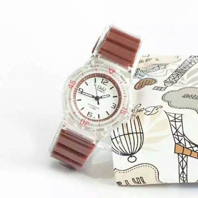 Jam Tangan Wanita Sporty Q&amp;Q Angka Strap Jelly Transparan Small Size