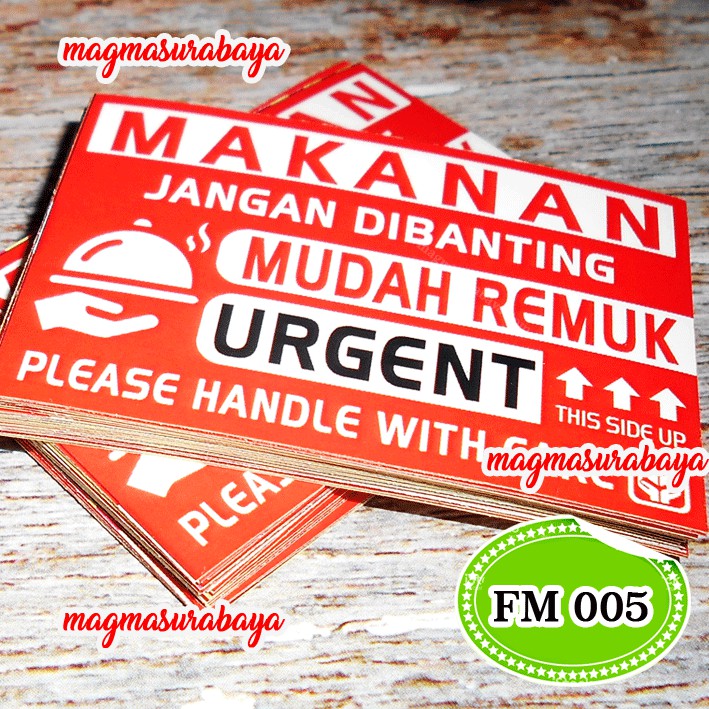 Isi 50-STIKER FRAGILE MAKANAN -STICKER FRAGILE FOOD - Magma Surabaya