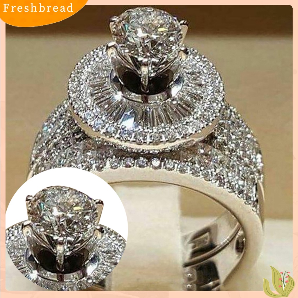 [TERLARIS]2Pcs/Set Fashion Women Cubic Zirconia Statement Engagement Finger Ring Jewelry