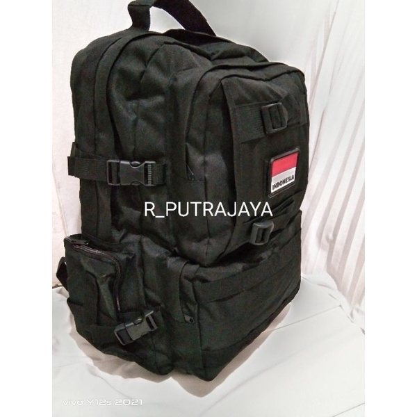 tas ransel model Gultor/tas jumbo black/tas jumbo hitam army, free emblem patch rubber karet Velcro