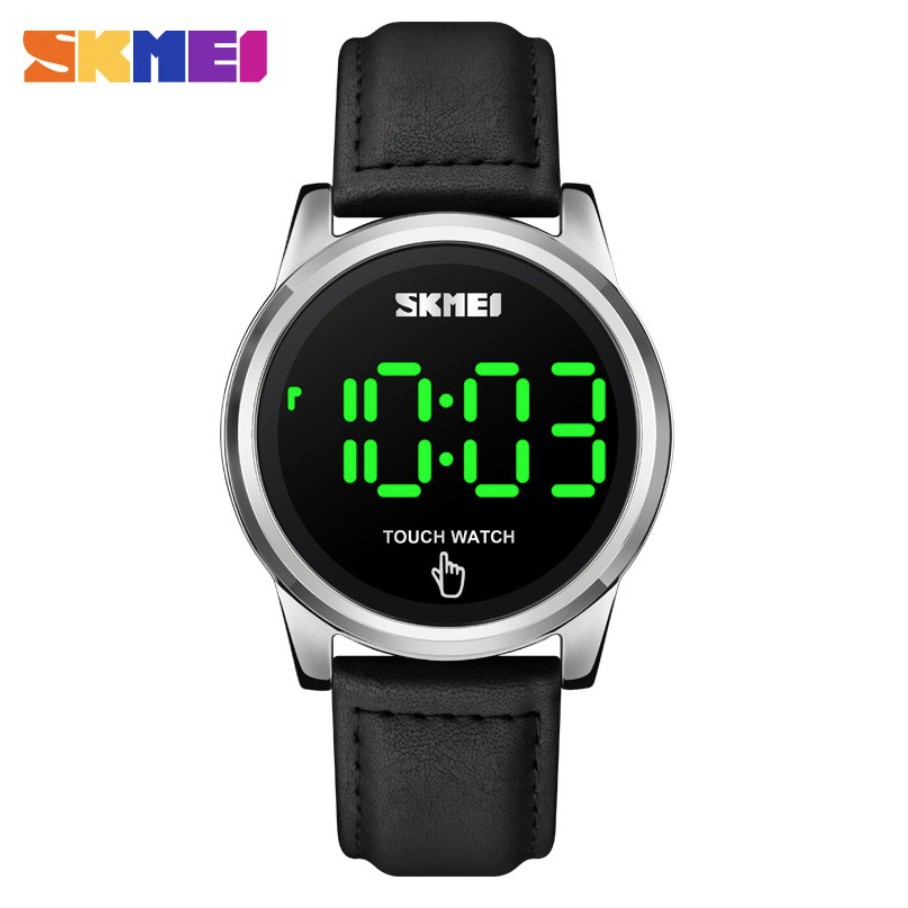 Jam Tangan Digital Touch Screen / Layar Sentuh 1684 Led Strap Kulit + Stainless Steel Untuk Pria