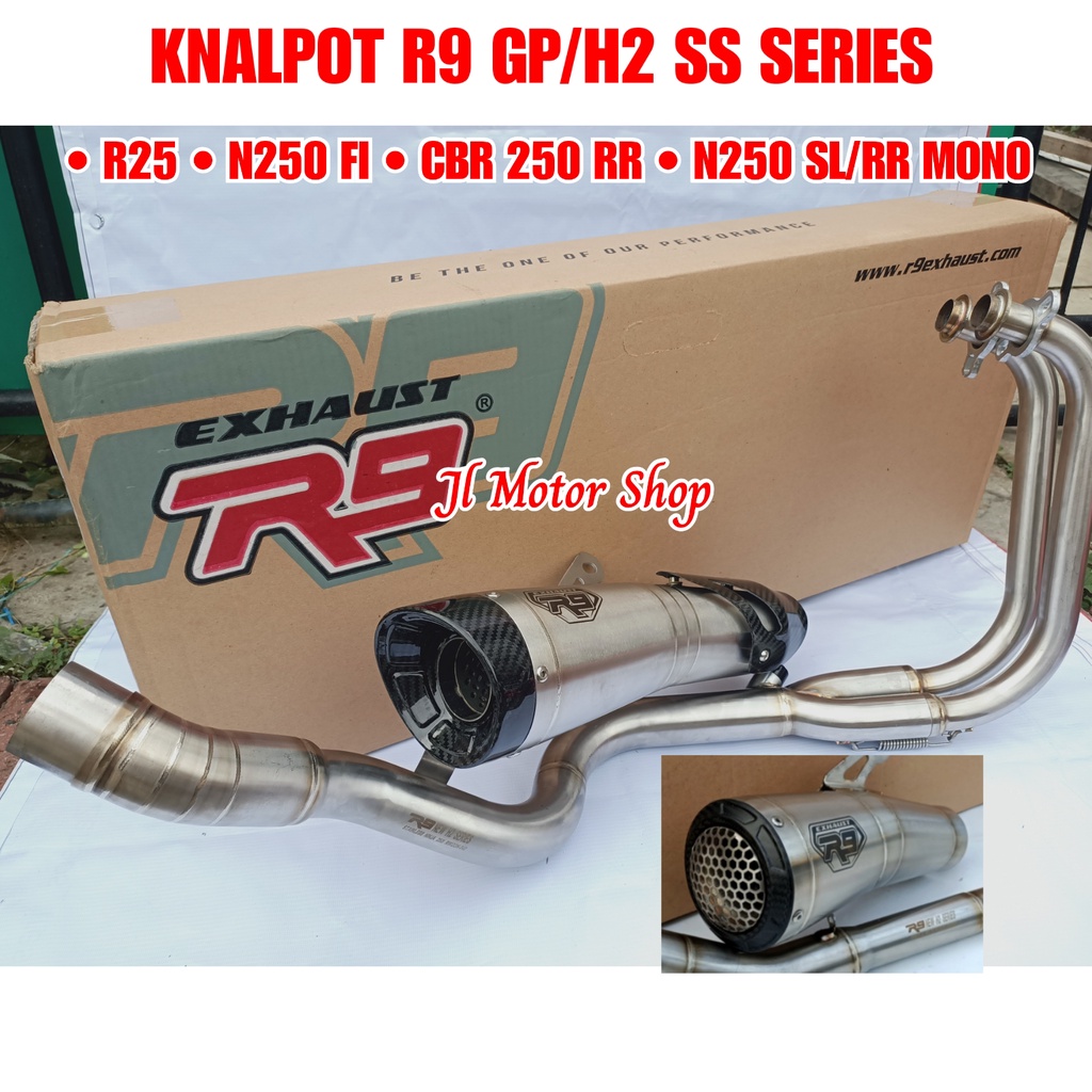 KNALPOT R9 GP H2 SS SERIES NINJA 250 FI  - N250 Fi - Z250 - CBR250 RR - R25 MT25 NINJA 250 2018 Up NINJA MONO RR MONO N250 MONO ORIGINAL