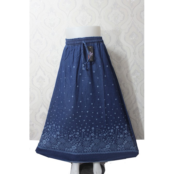 Rok Jeans Wanita Motif Sablon Model A (All Size - Dewasa)