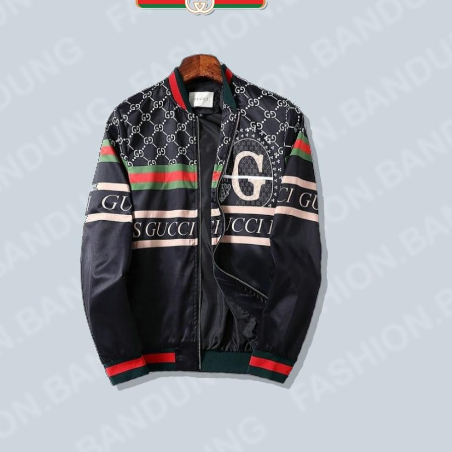Sangat Nyaman.. JAKET BOMBER PRIA BRANDED GUCCI PREMIUM ( GUCCY 25 )