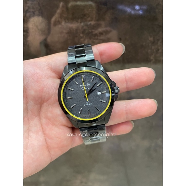 Jam Tangan Alexandre Christie Ac 8644 Original Hitam Kuning Pria
