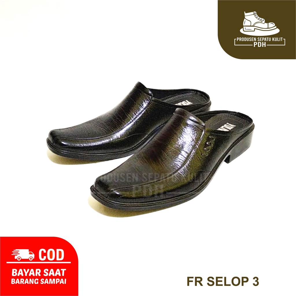 SEPATU SLOP PRIA KULIT ASLI SANDAL SELOP KANTOR FORMAL RESMI BUSTONG PANTOFEL PRIA PENTOFEL PENTOPEL KULIT