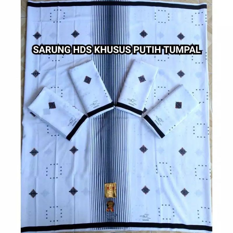 Aulia - Sarung Hds Putih Polos &amp; Putih Motif