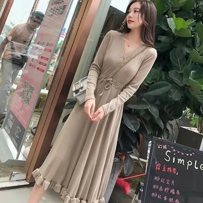 MS/ dress panjang wanita casual dress/long dress lengan panjang/korea dress long sleeve/ MELSSASTORE