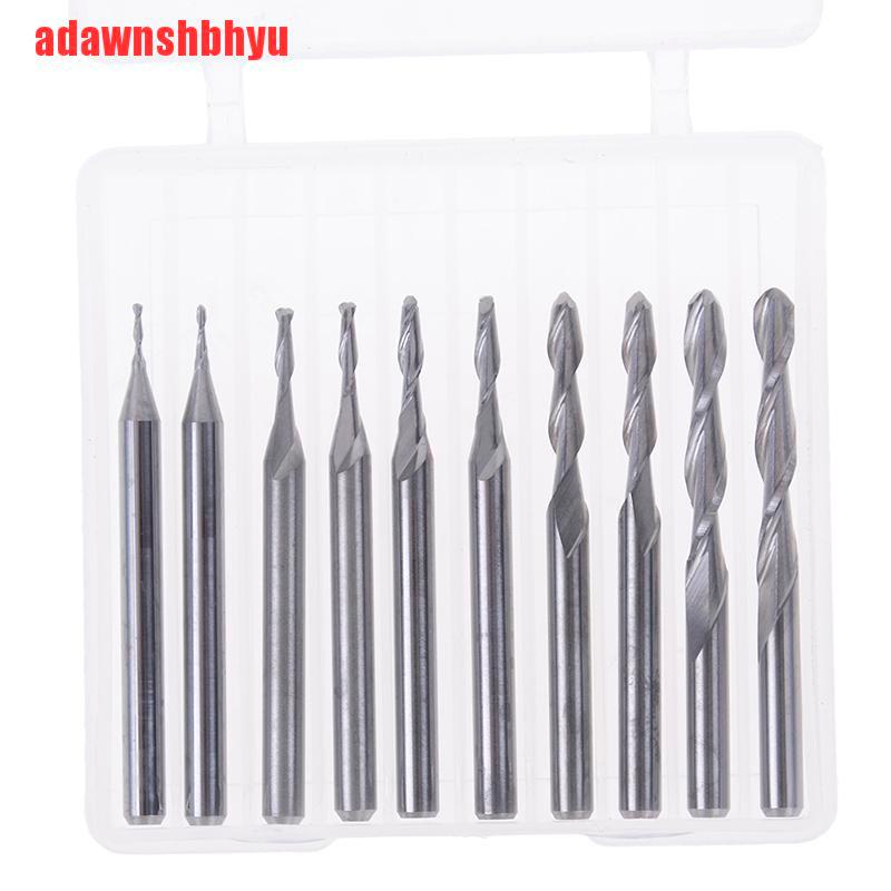 1 Set Shank Carbide Ball Nose End Mill Ukuran 1-3.175mm Untuk Ukiran Cnc