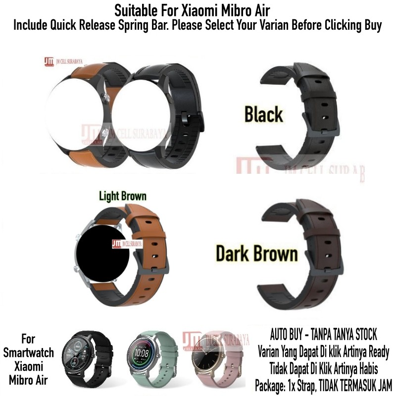 Tali Jam Watch Strap Xiaomi Mibro Air - Hybrid Rubber Kulit Leather