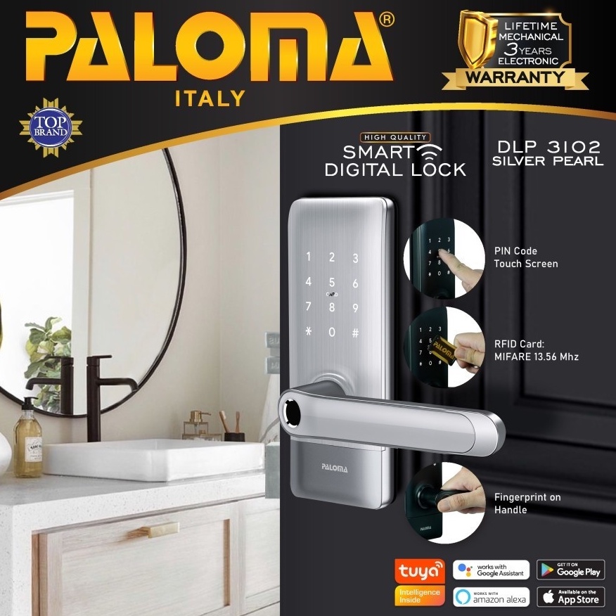 PALOMA DLP 3102 DIGITAL LOCK SMART HOME KUNCI PINTU DOOR HANDLE WIFI