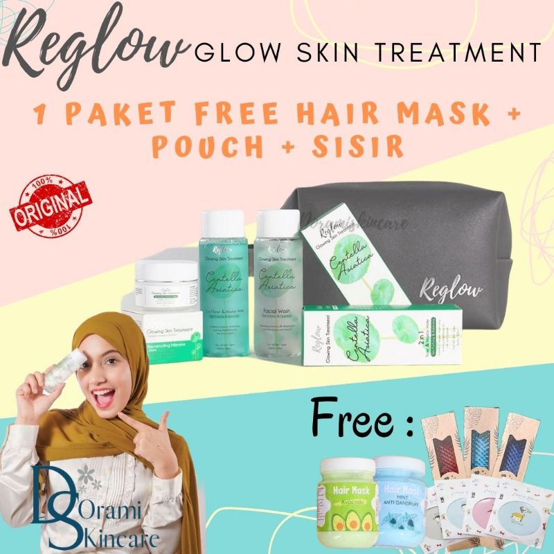REGLOW SKINCARE SERIES (BELI 1 Paket FREE 3 HADIAH)  GLOW SKIN TREATMENT BY AMURA PAKET WAJAH-1Paket(Free Hairmask