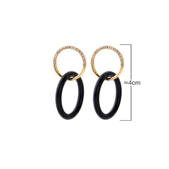 LRC Anting Tusuk Fashion Gold Ring Acrylic Stud Earrings F52108