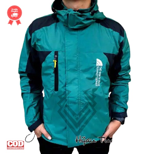 Jaket gunung /Jaket pendaki gunung pria / jaket murah / jaket outdoor TNF summit seriez-HIJAU TUA - HITAM