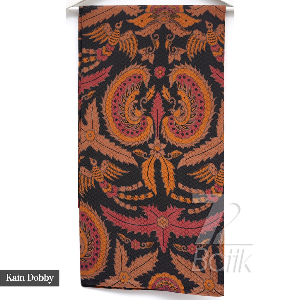 BAHAN BATIK PREMIUM Dobby Dobi Dobbi Dolbi Motif Burung Warna Hitam Orange Merah 721012 Cap 72 Jarik Jarit Samping Kebat Panjang Batik Dobby Modern Premium Bahan Seragam Batik Pernikahan Kantor Keluarga Murah Kamen Jadi Batik Bali Lembaran