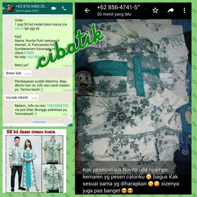 SGKD cream tosca/pink batik couple gamis kombi brokat dan anak